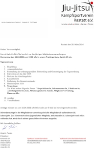Einladung zur Mitgliederversammlung 2026 am 16. April 2026,
19 Uhr Einladung zur Mitgliederversammlung 2026 am 16. April 2026,
19 Uhr